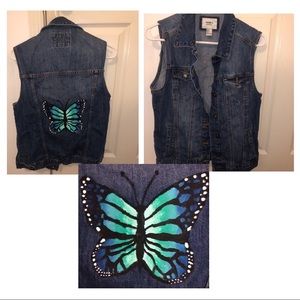 Hand painted Forever 21 Small Jean Vest